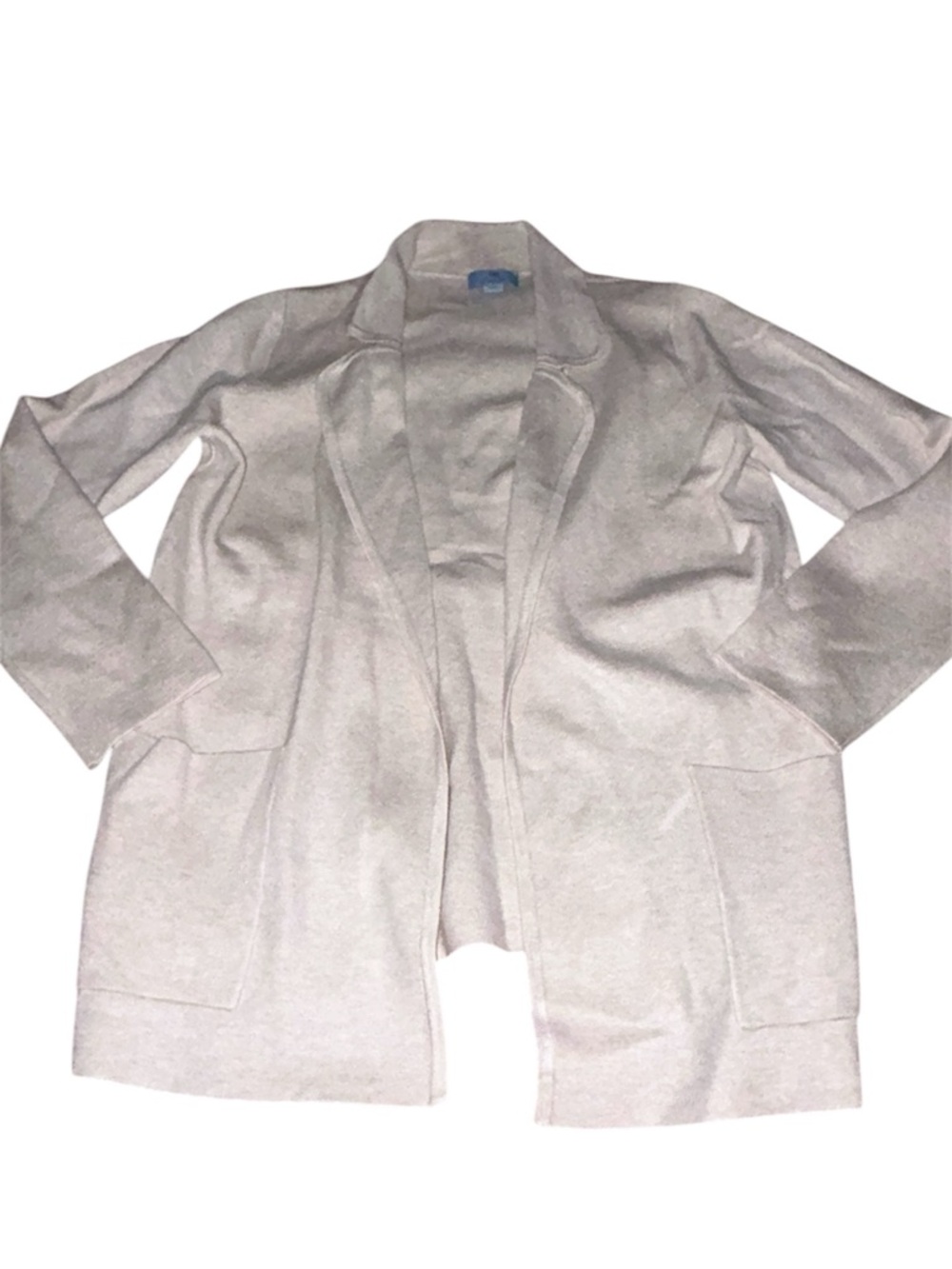 CeCe Ladies Open Front Knit Collared Sweater Cardigan Blazer Tan Beige M EUC